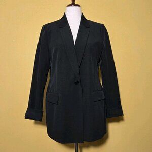 The Drop Womens Oversized Blazer Black Size Large Single Breasted Pockets Lined